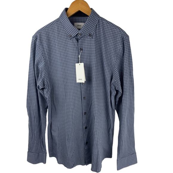 BRAX FEEL GOOD DANIEL‎ HI-FLEX MODERN FIT BUTTON UP SHIRT BLUE NWT MEN'S M 39/40 - Picture 1 of 15